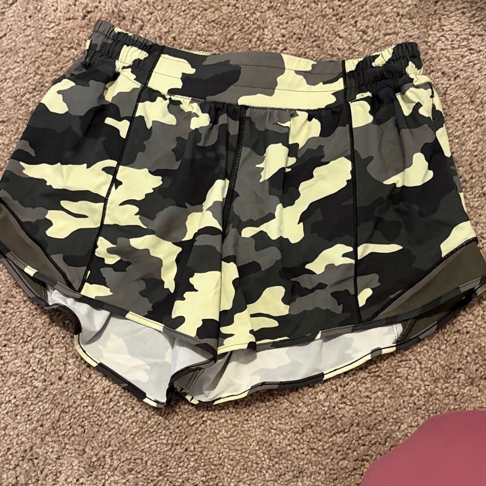 lululemon athletica Camo Athletic Shorts - Black and Green